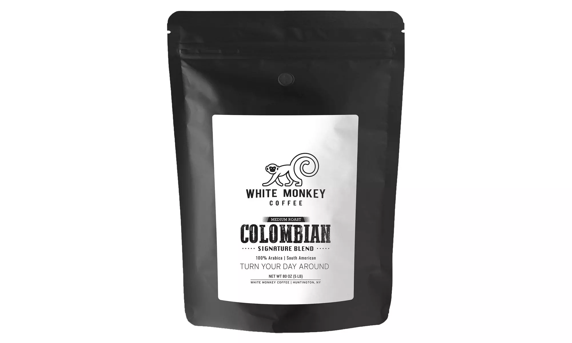 White Monkey 5LB Gourmet Bulk Coffee House Blend  Colombian Peruvian Beans - Second Medium