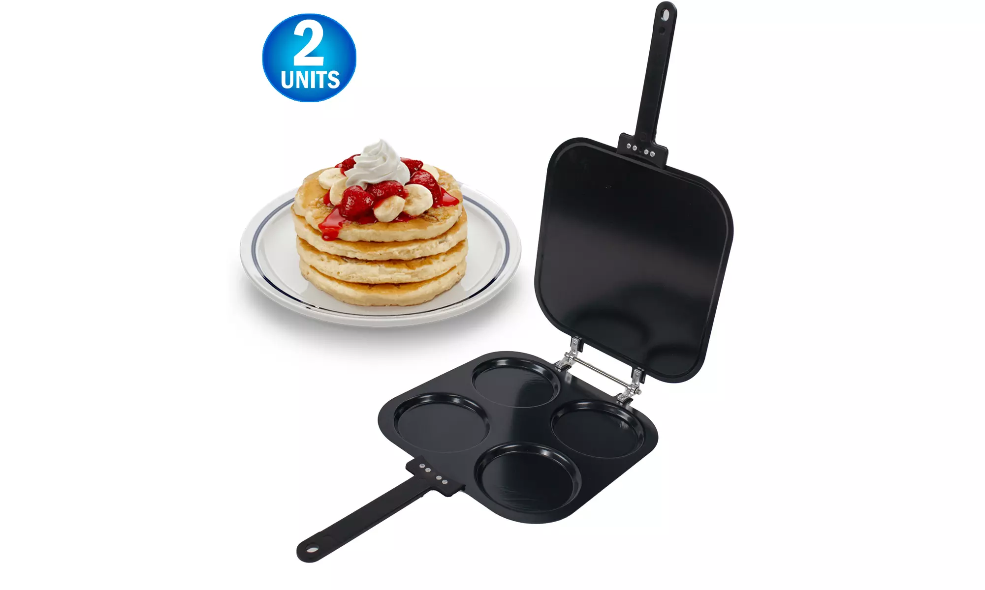 2 Perfect Bake Serve Pancake Maker Pan Eggs French Toast Omelette Flip Jack Pan - Primary Image