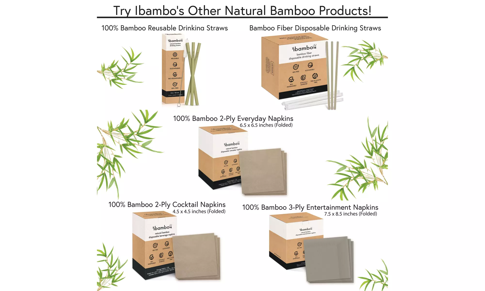 Ibambo Natural Bamboo Utensils 100 Piece Cutlery Sets - Disposable or Reusable - Second Medium