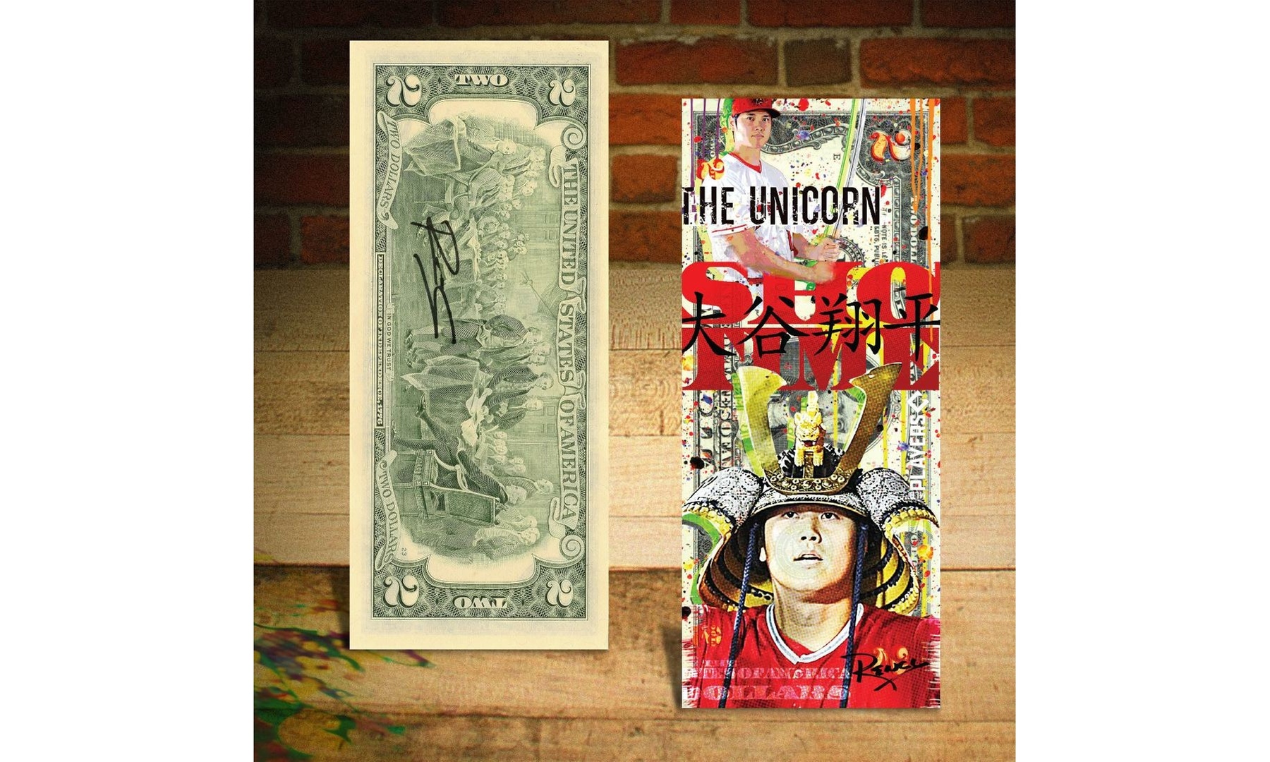 Shohei Ohtani * The Unicorn * SIGNED by Artist Rency Genuine Legal 2 Dollar Bill