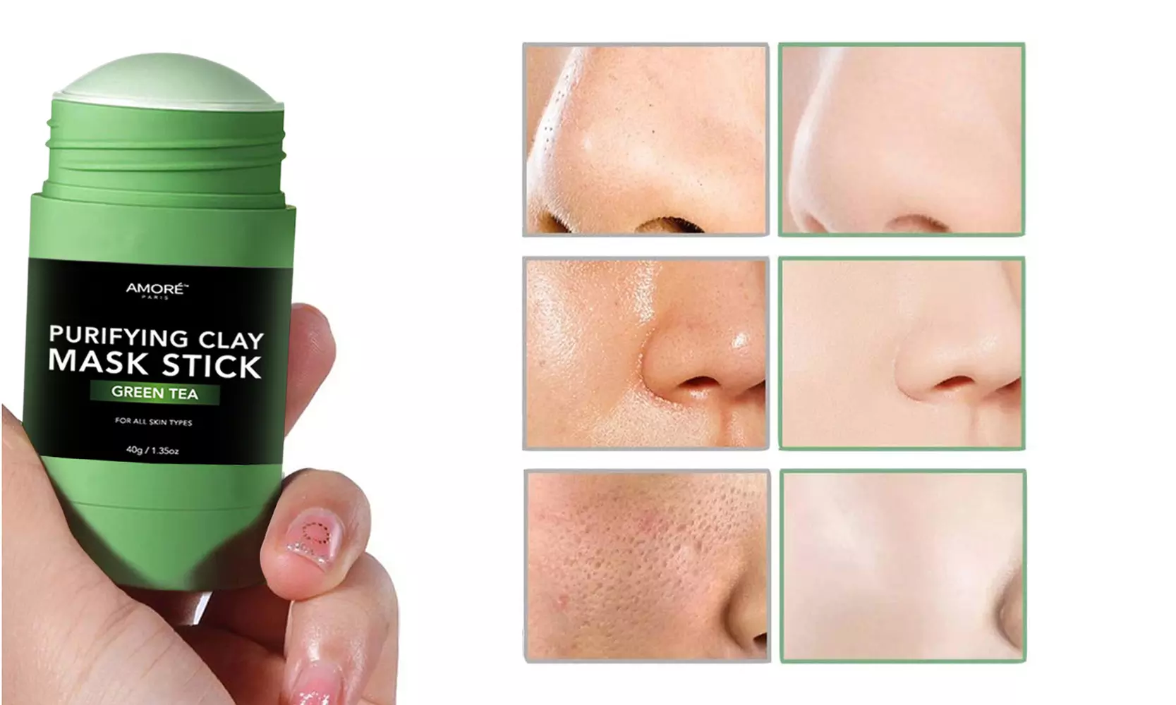 Green Tea Clay Mask Stick Facial Deep Cleansing Blackhead And Acne Remover