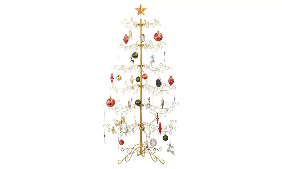 6ft Wrought Iron Ornament Display Christmas Tree w/Easy Assembly and Stand - Second Medium