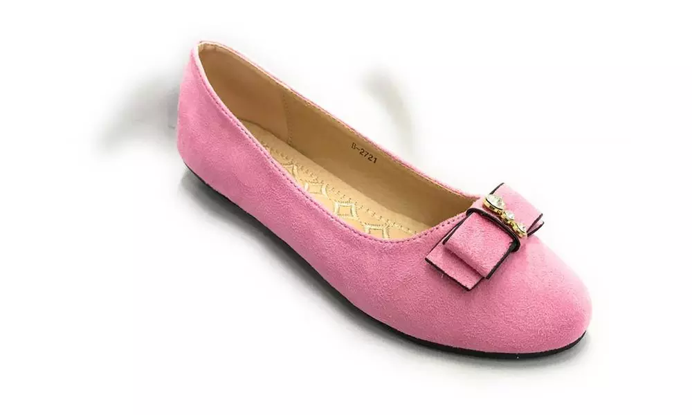 Victoria k. Juliet Bow & Faux fur Embellished Flats  - Primary Image