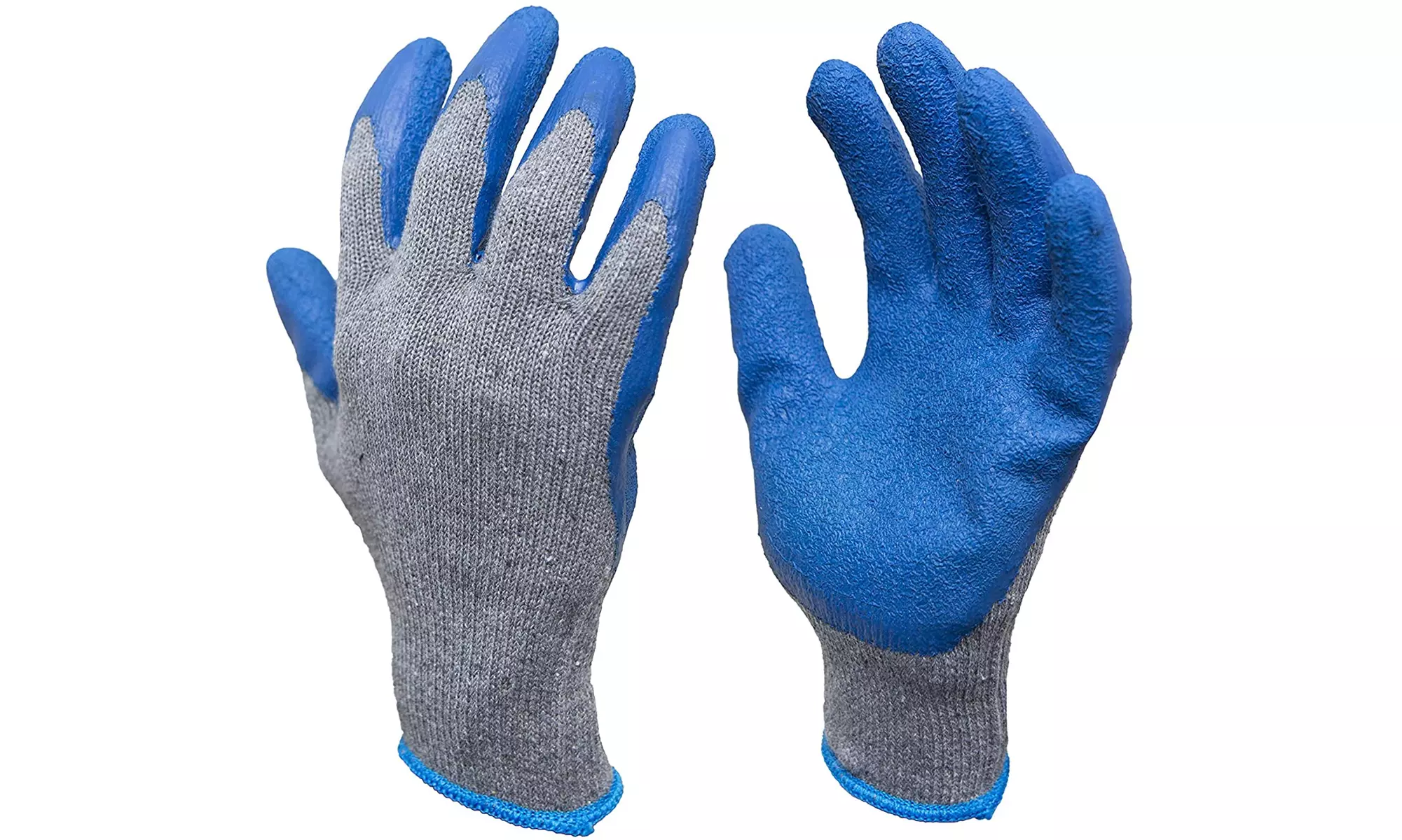 Rubber Latex Coated Crinkle Pattern Construction Work Gloves, Blue (Bulk Pack) - Primary Image