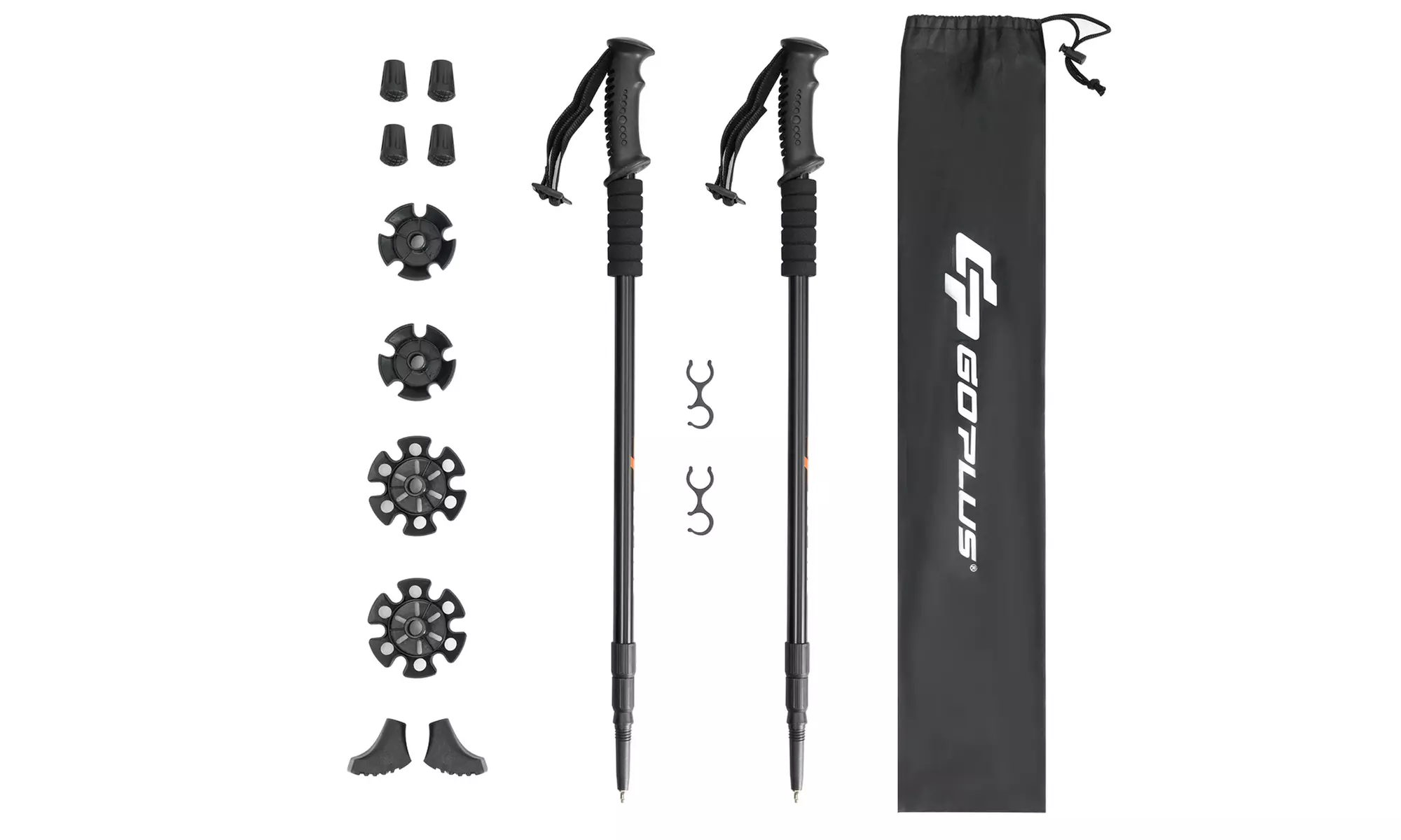 2 PACK Trekking Walking Hiking Sticks Poles Anti-Shock Adjustable Alpenstock - Primary Image