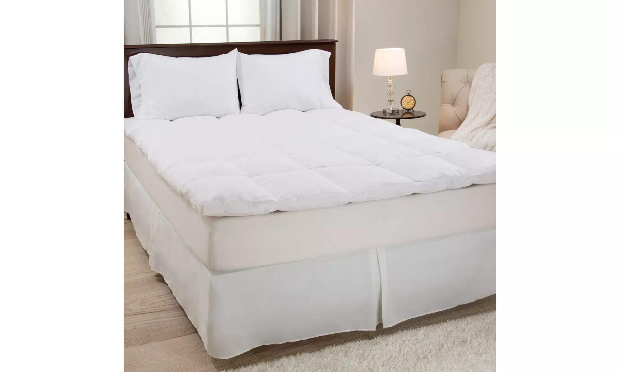Lavish Home 100 percent Duck Feather Gusset Bed Topper 2 Inches Baffle Box - Primary Image