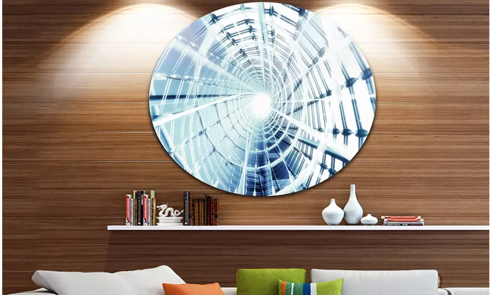 Fractal 3D Network Spiral' Abstract Circle Metal Wall Art - Primary Image
