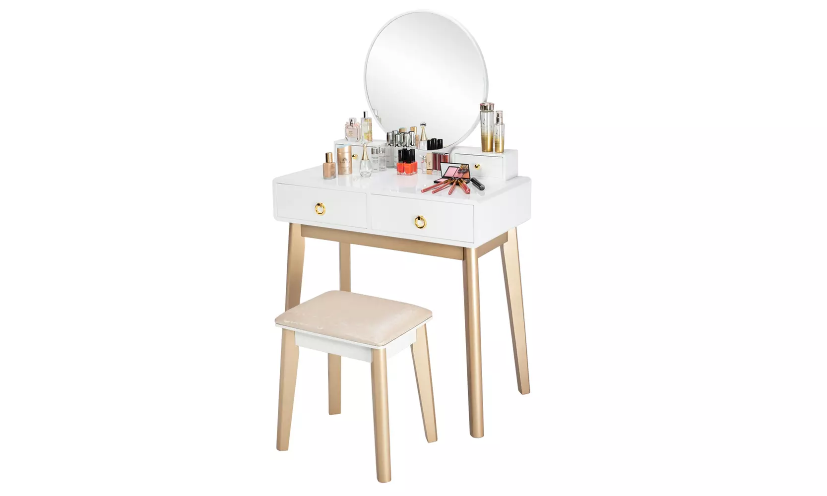 Fashion Bedroom Luxury Real Wood Dressing Table Simple Makeup Table Without Lamp - Primary Image