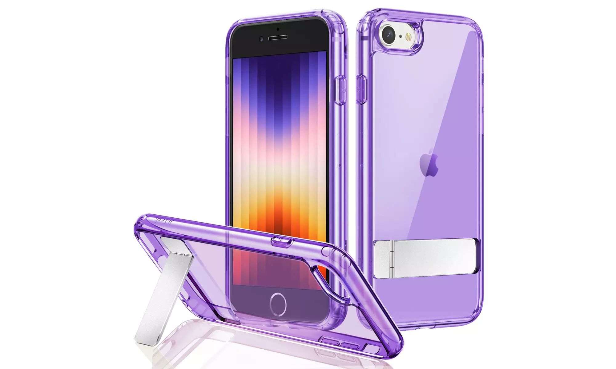 3-Way Metal Kickstand Case for Apple iPhone SE 3/2, iPhone 8/7, Bumper Cover