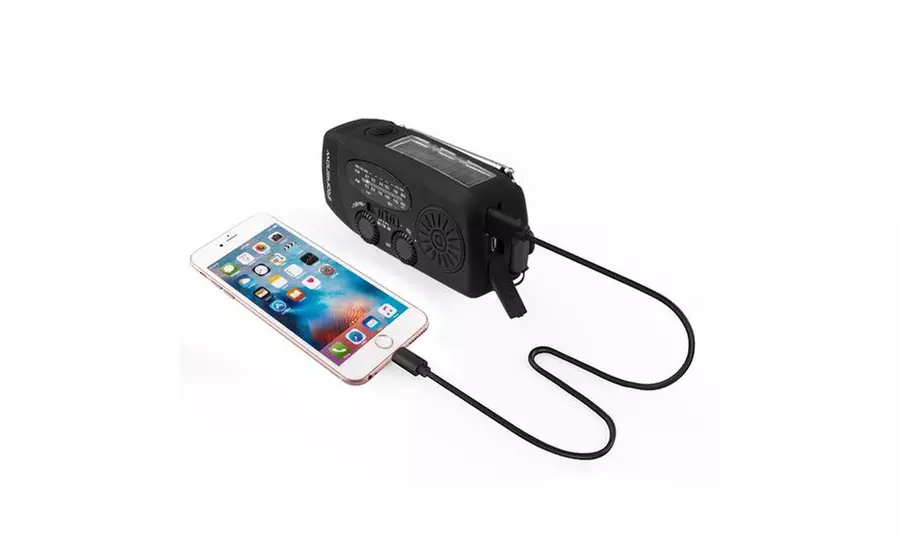 Solar Hand Crank Radio AM FM Weather Emergency Radio LED Flashlight Power Bank - Second Medium