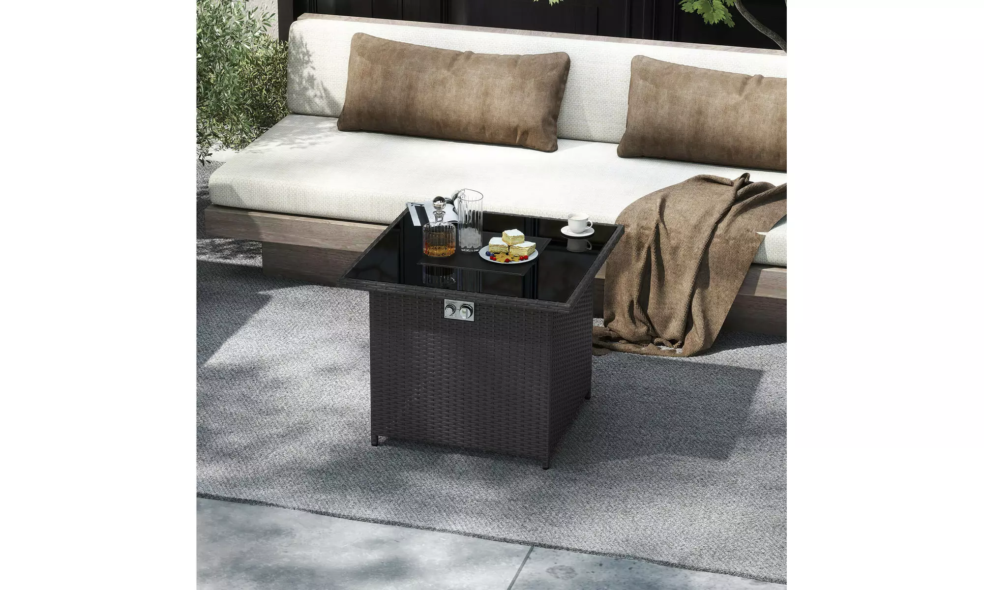Costway Propane Fire Pit Table with Metal Slatted Tabletop & Steel Burner
