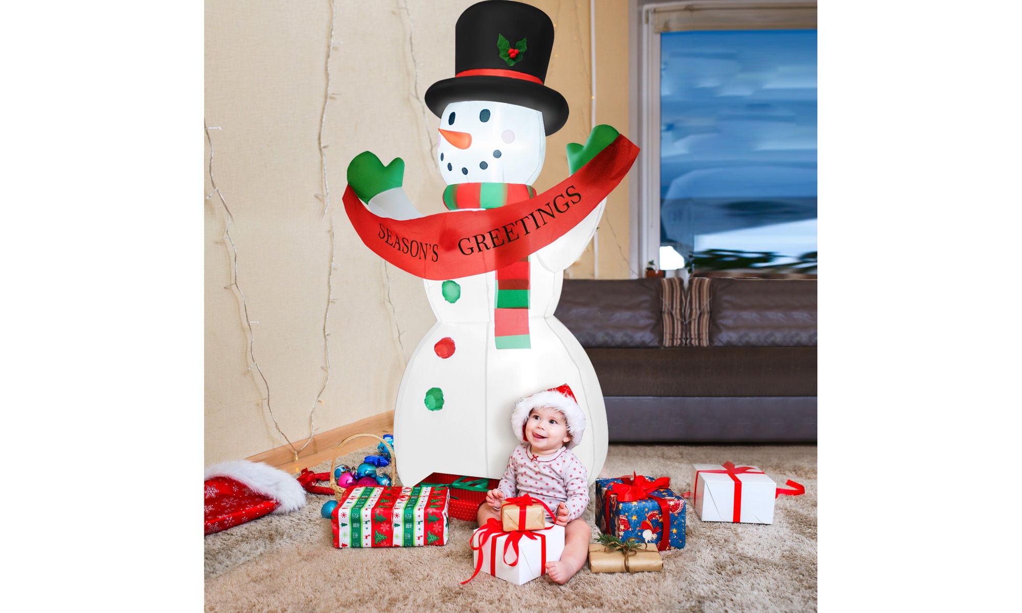 Costway Inflatable 6FT LED Christmas Snowman Blow-Up Holiday Party Decorations