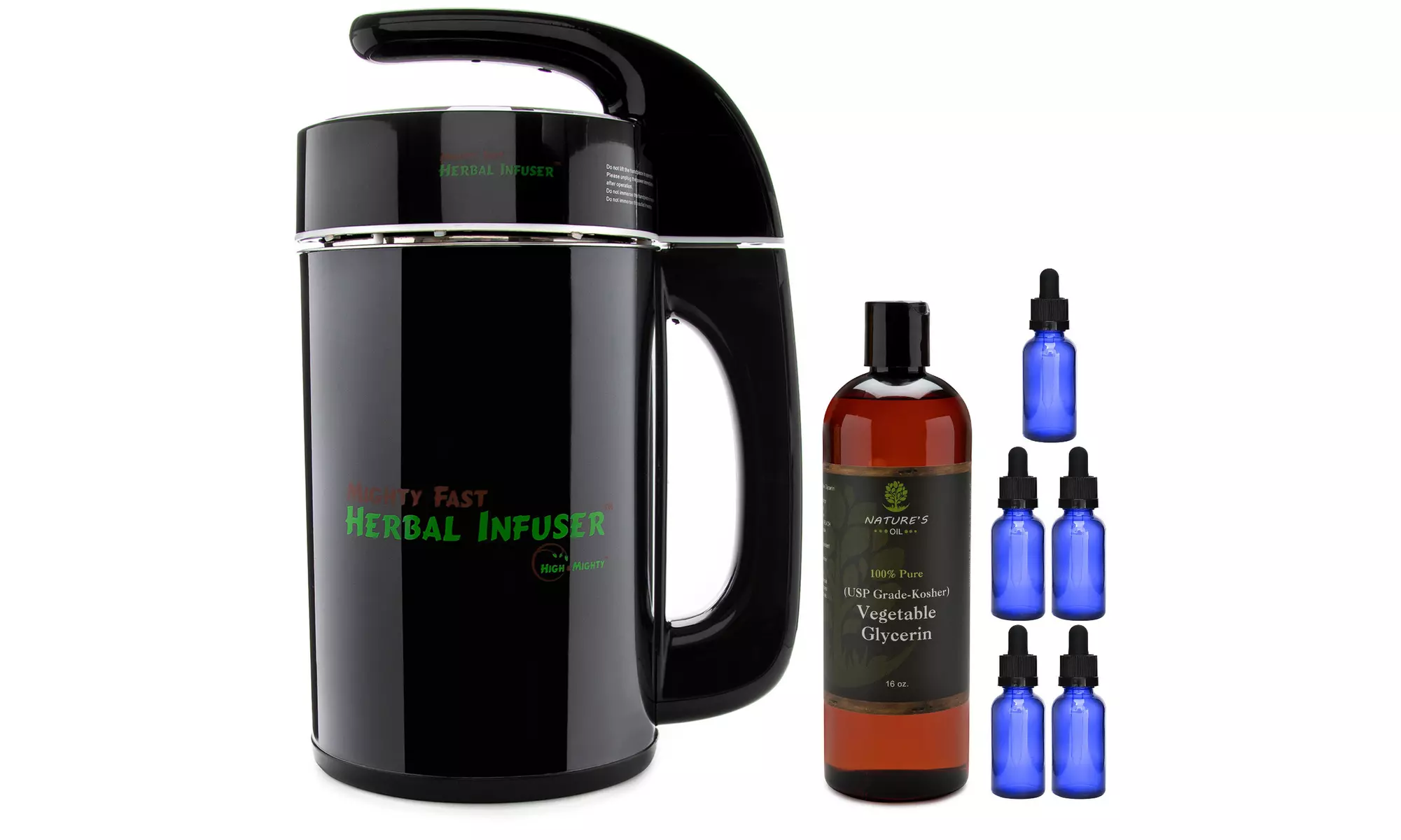 Mighty Fast Herbal Infuser with Vegetable Glycerin (16 oz) and 5 Dropper Bottles - Primary Image