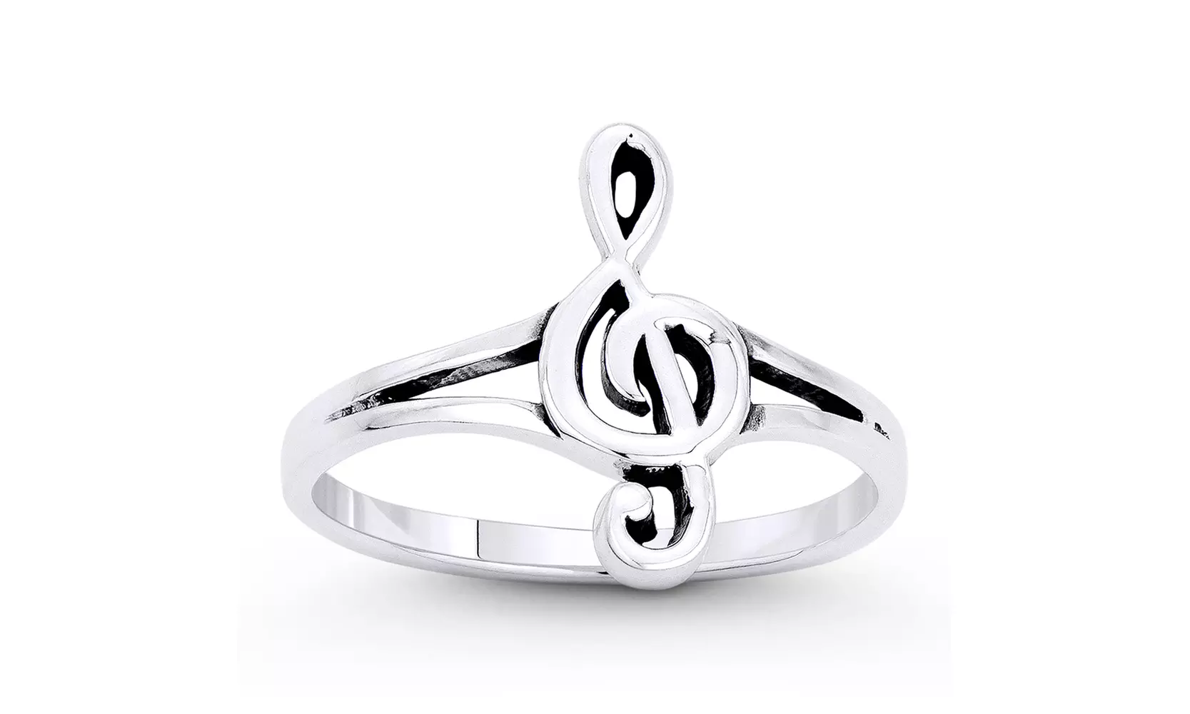 G-Cleft Musical Symbol Musician Charm Stackable Ring Band in 925 Sterling Silver - Primary Image