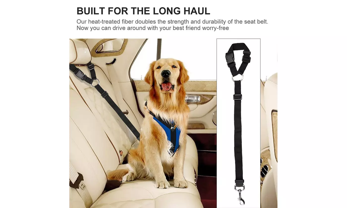 1-2 Pack Nylon Dog Seat Belt Harness Leash Clip Vehicle Car Pet for Dogs