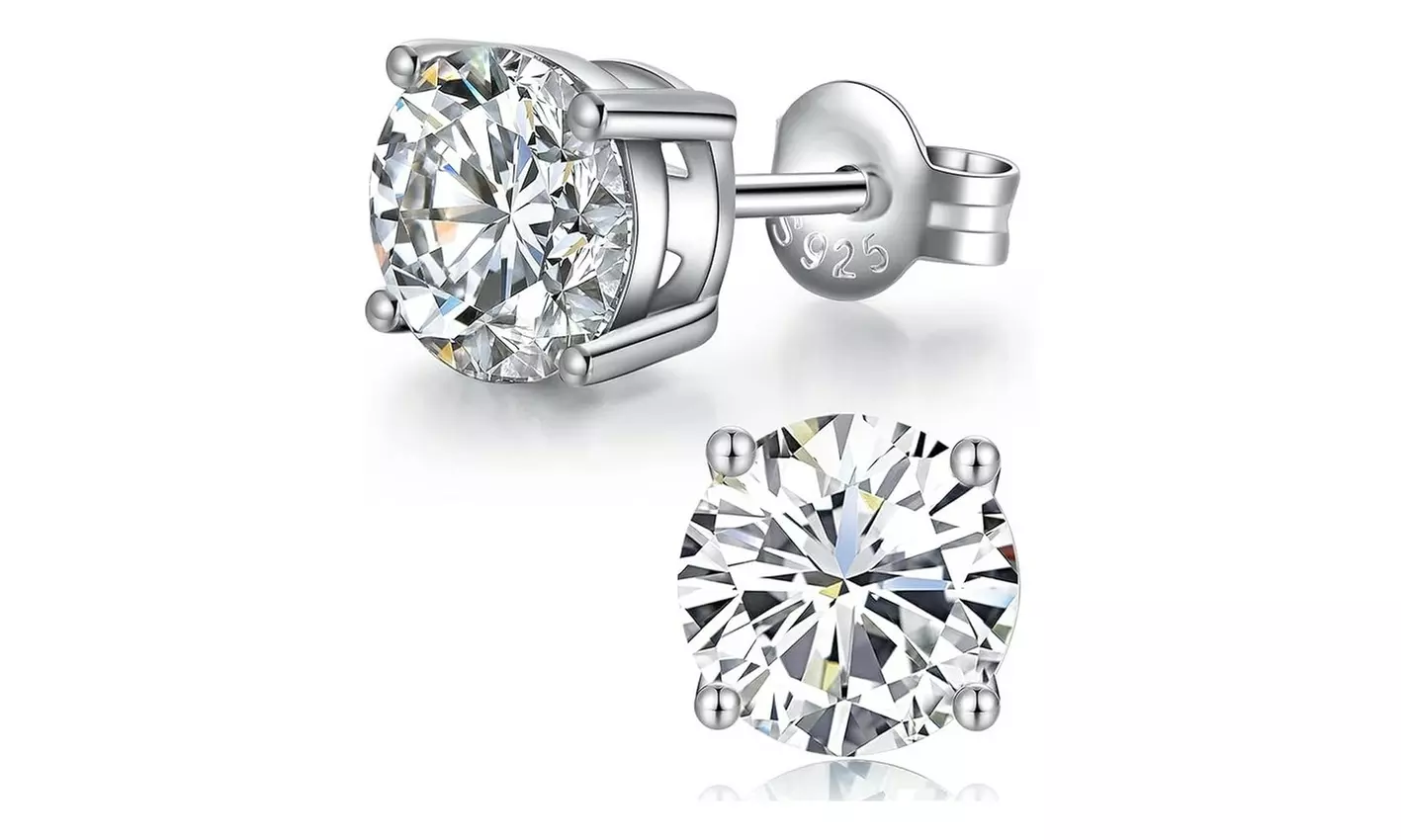 925 Sterling Silver Crystal Stud Earrings Made With Swarovski - Multiple Options