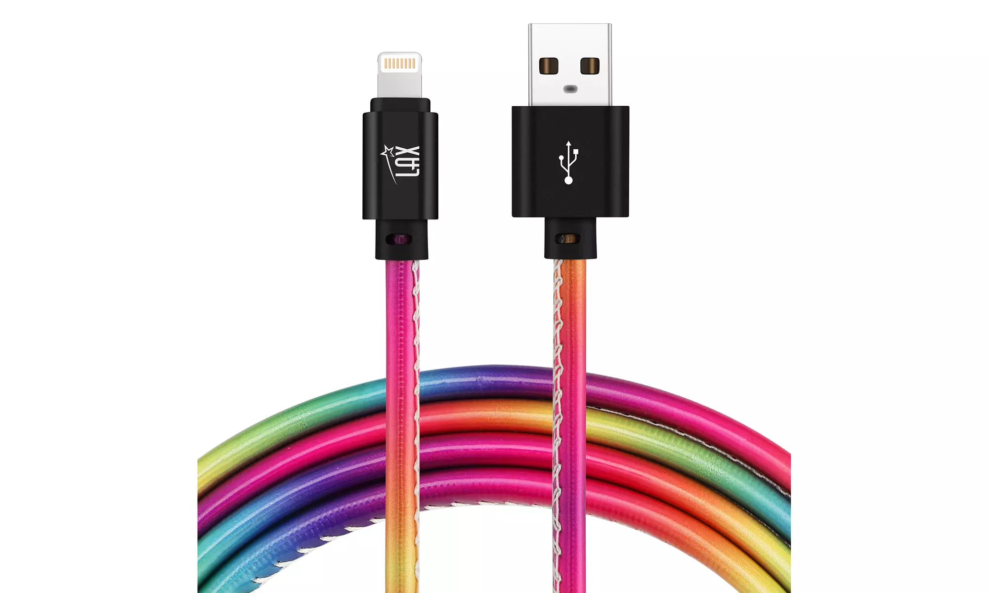 LAX Apple MFi Certified Colorful Rainbow Lightning Cables for iPhone and iPad