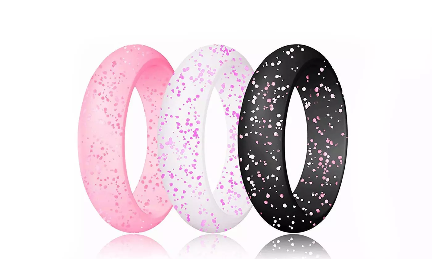 10-Pack Women Silicone Rings Wedding Stackable Durable Rubber Bands
