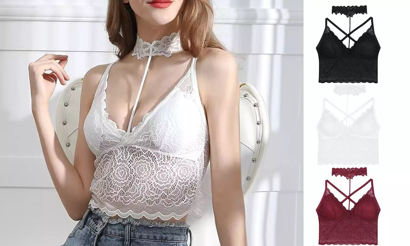 3 Pack Lace Bralette Adjustable Straps Lace Cami Tank Top Tank Camisole Crop Top - Primary Image
