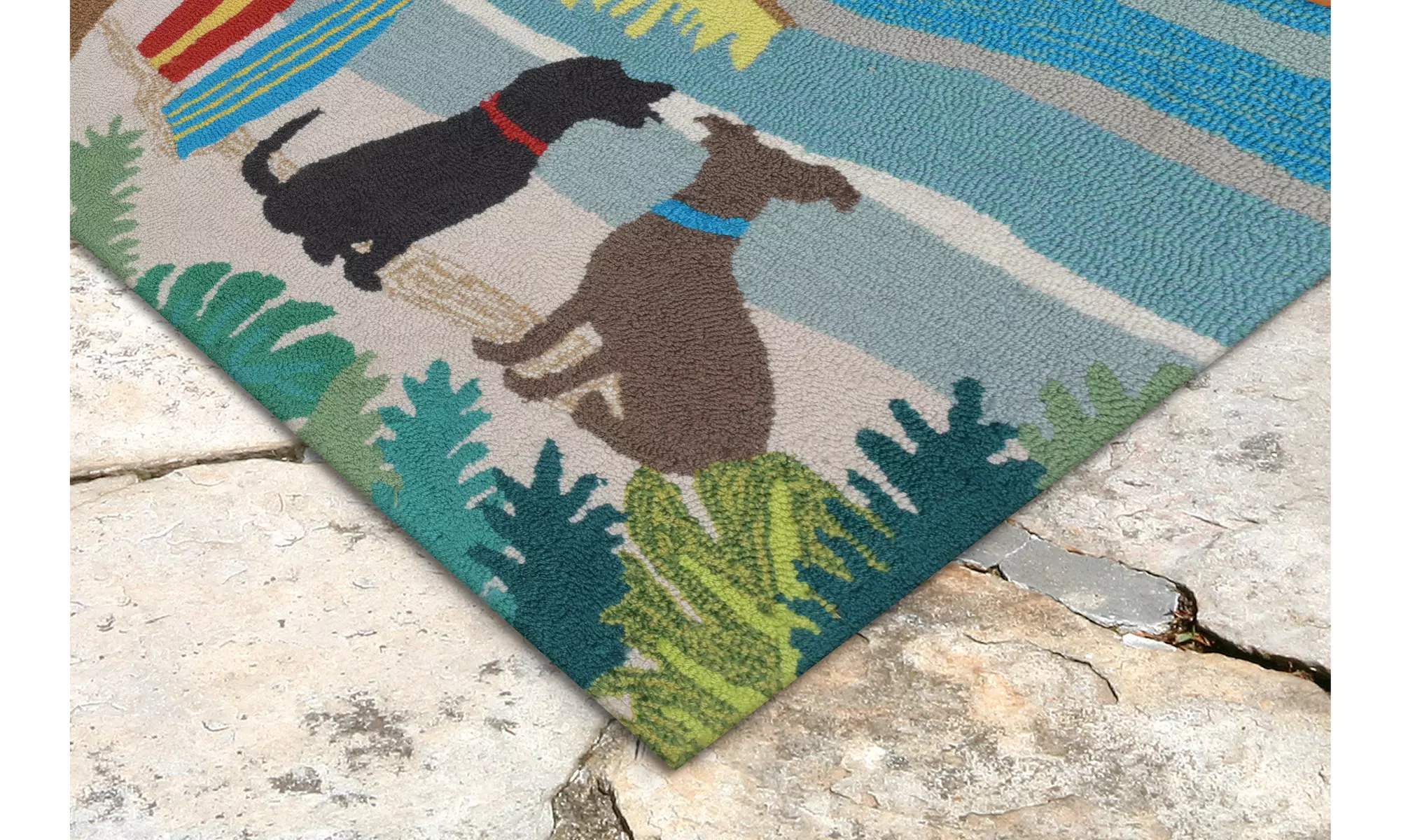 Liora Manne Frontporch Dog Beach Indoor/Outdoor Rug Ocean - Second Medium