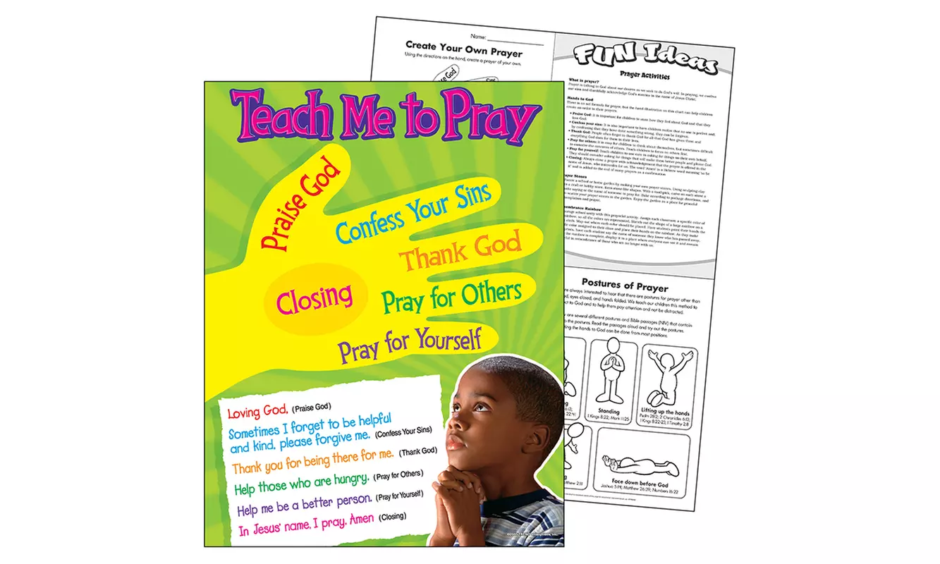 Trend Enterprises T-38704BN 17 x 22 in. 6 Piece Teach Me to Pray Learning Chart - Primary Image