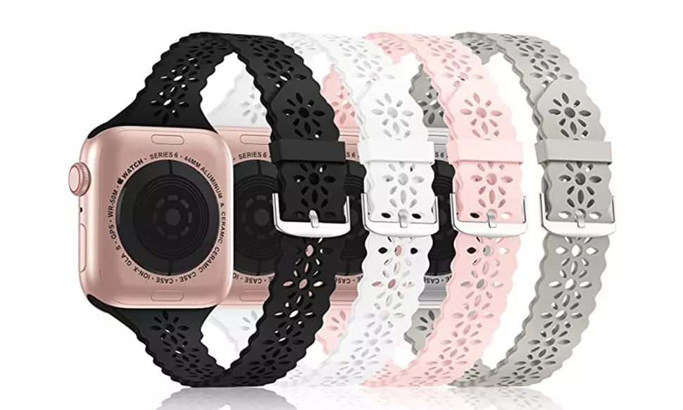 Lace Silicone Apple Watch Band Strap Laser Cut Scalloped Series 1-7 & SE