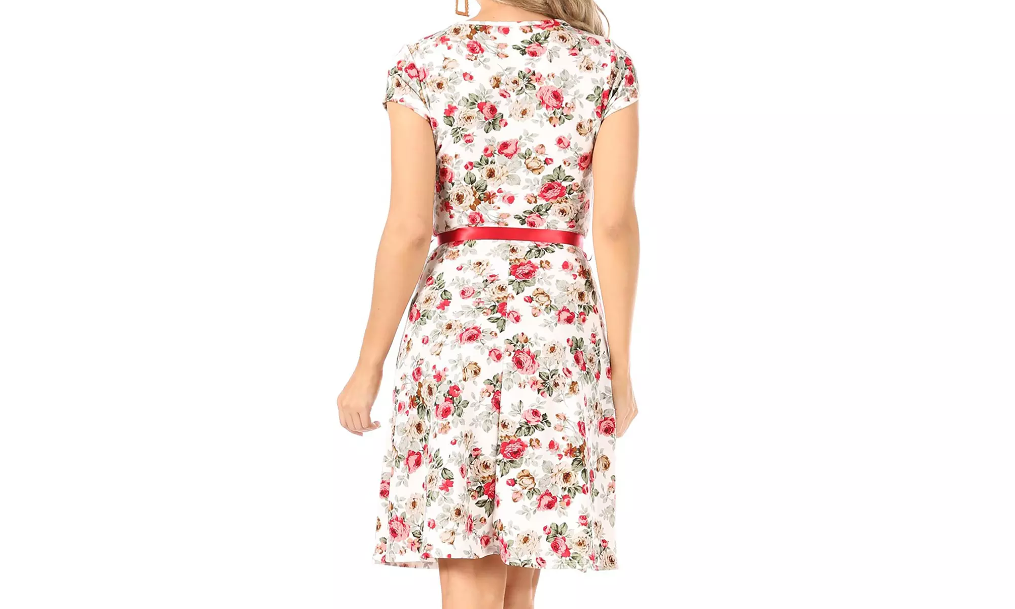 Women's Floral Flared A-Line Swing Casual Short Sleeve Dress