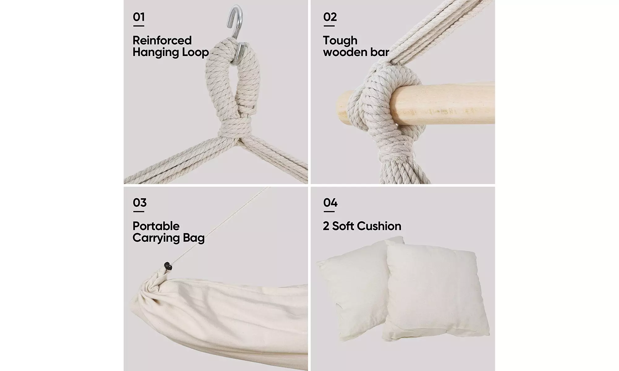 ZENY Hammocks Hanging Rope Hammock Chair Swing Seat with Carrying Bag - Second Medium