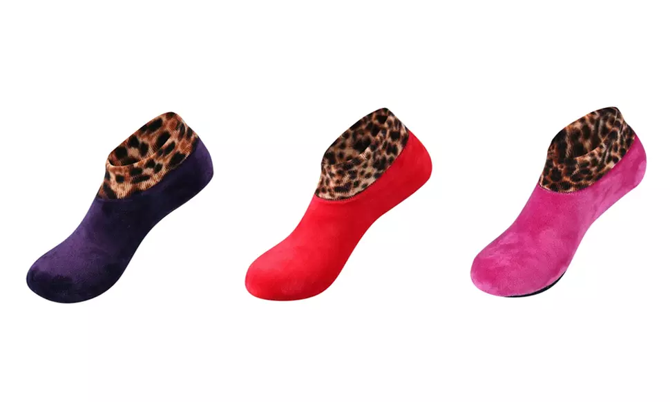 Women's Warm Winter Gripper Socks Non Slip 2pk 3pk Leopard Soft Thermal Socks