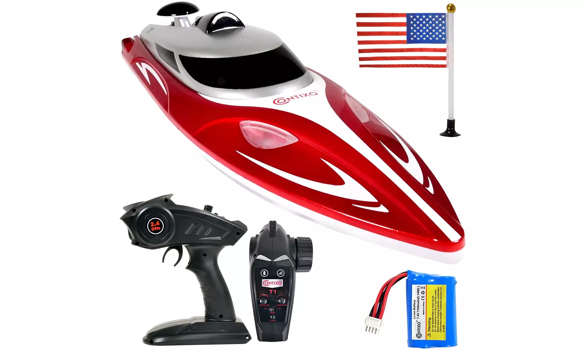 Contixo T1 RC Boat, Remote Control Racing Sport Speedboat - Primary Image