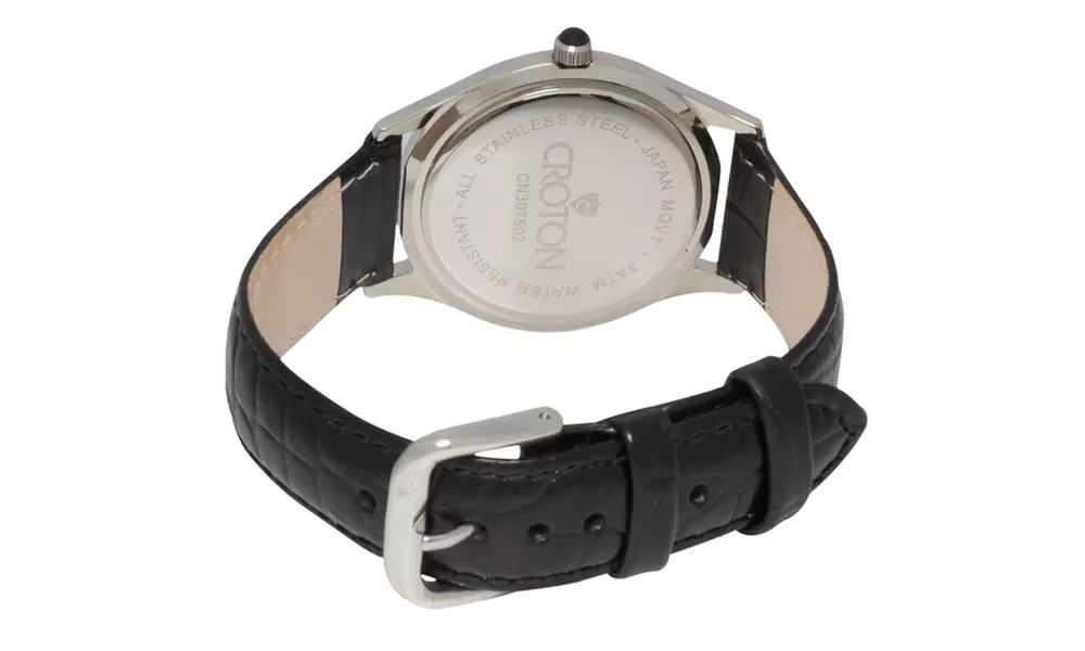 Croton Men's Leather Strap Dress Watch - Second Medium