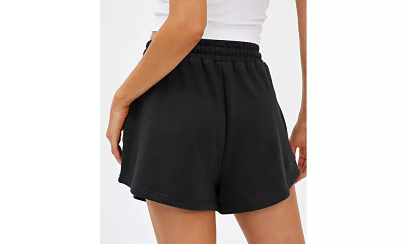 LESIES Womens Elastic Waist Sweat Shorts Active Shorts Workout Shorts