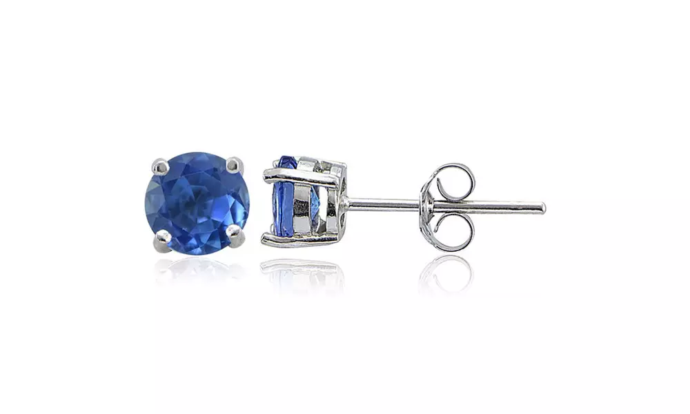 Sterling Silver Genuine Kyanite 6mm Round Stud Earrings - Primary Image