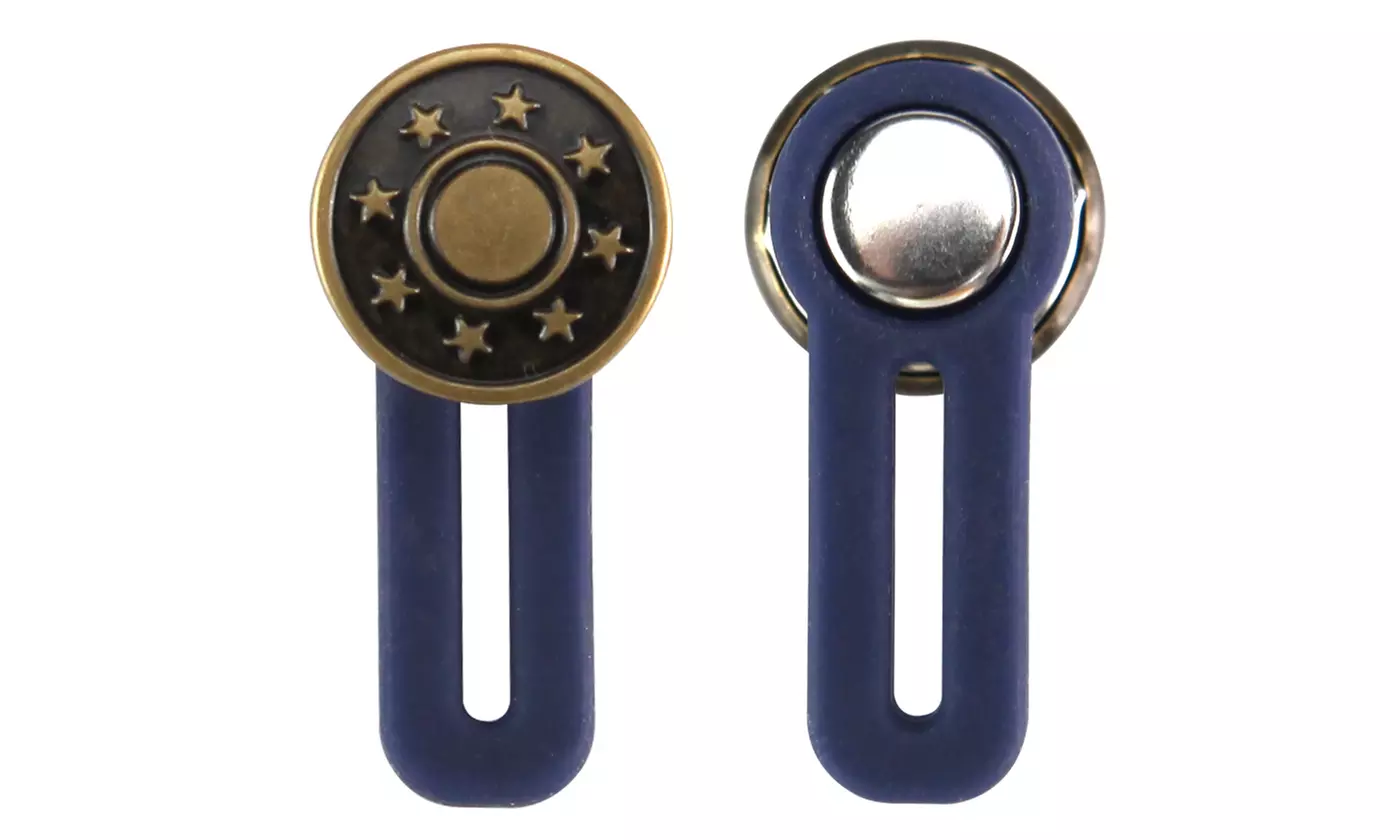 5 Pack No Sew Elastic Metal Jeans Retractable Button Pant Waistband Expander