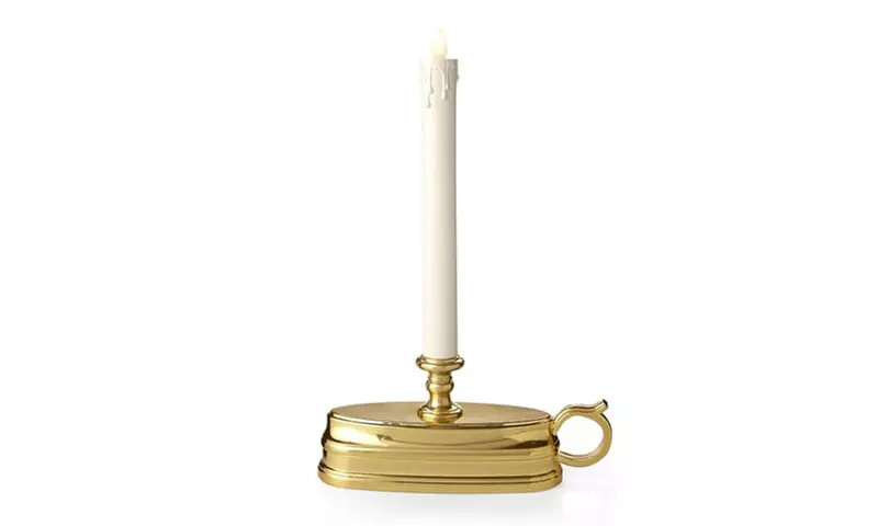 Luminara Flameless Window Candle Colonial Collection with Timer in Brass - Primary Image