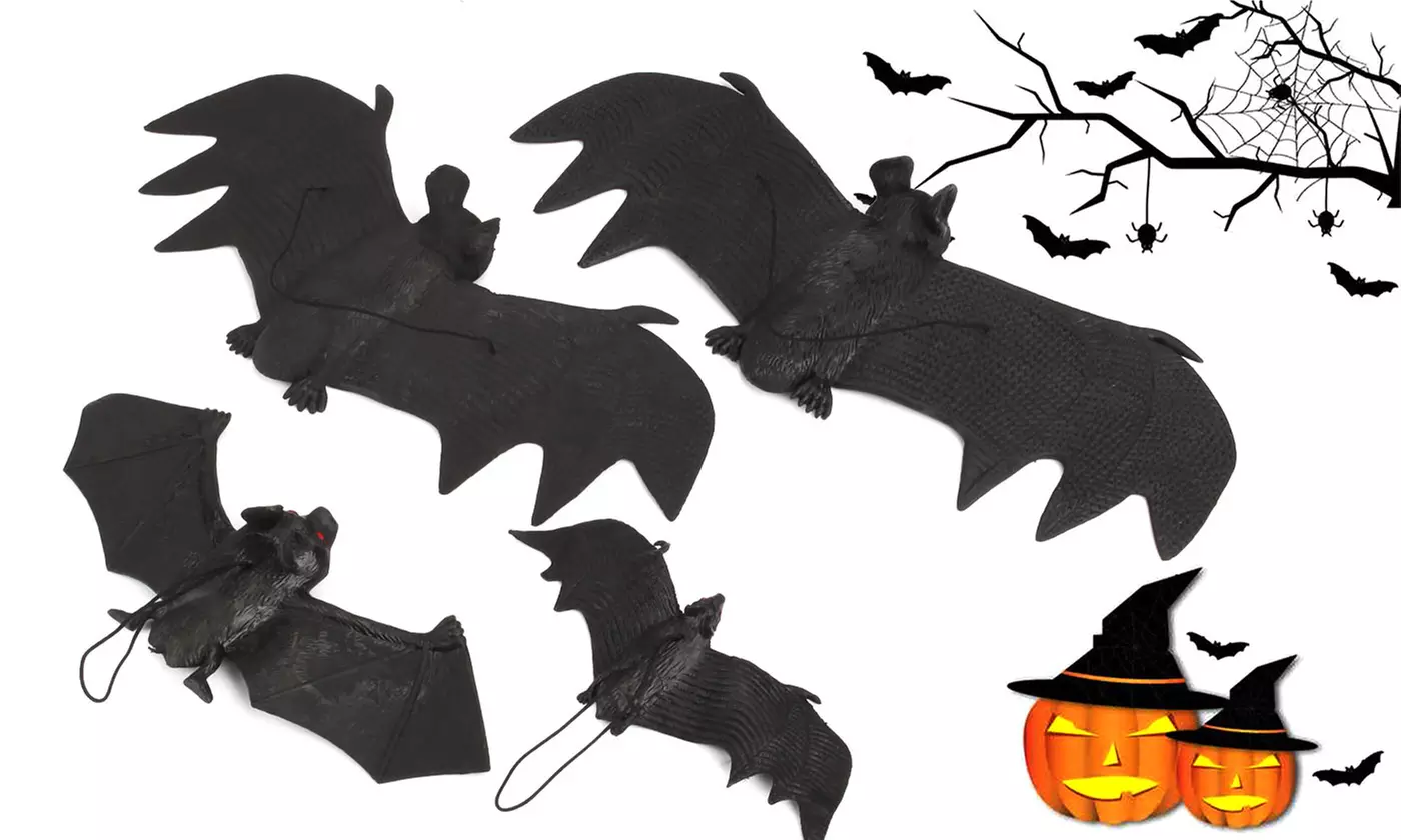 4pcs Halloween Hanging Fake Bat Decoration Props Party Decor Prank Joke