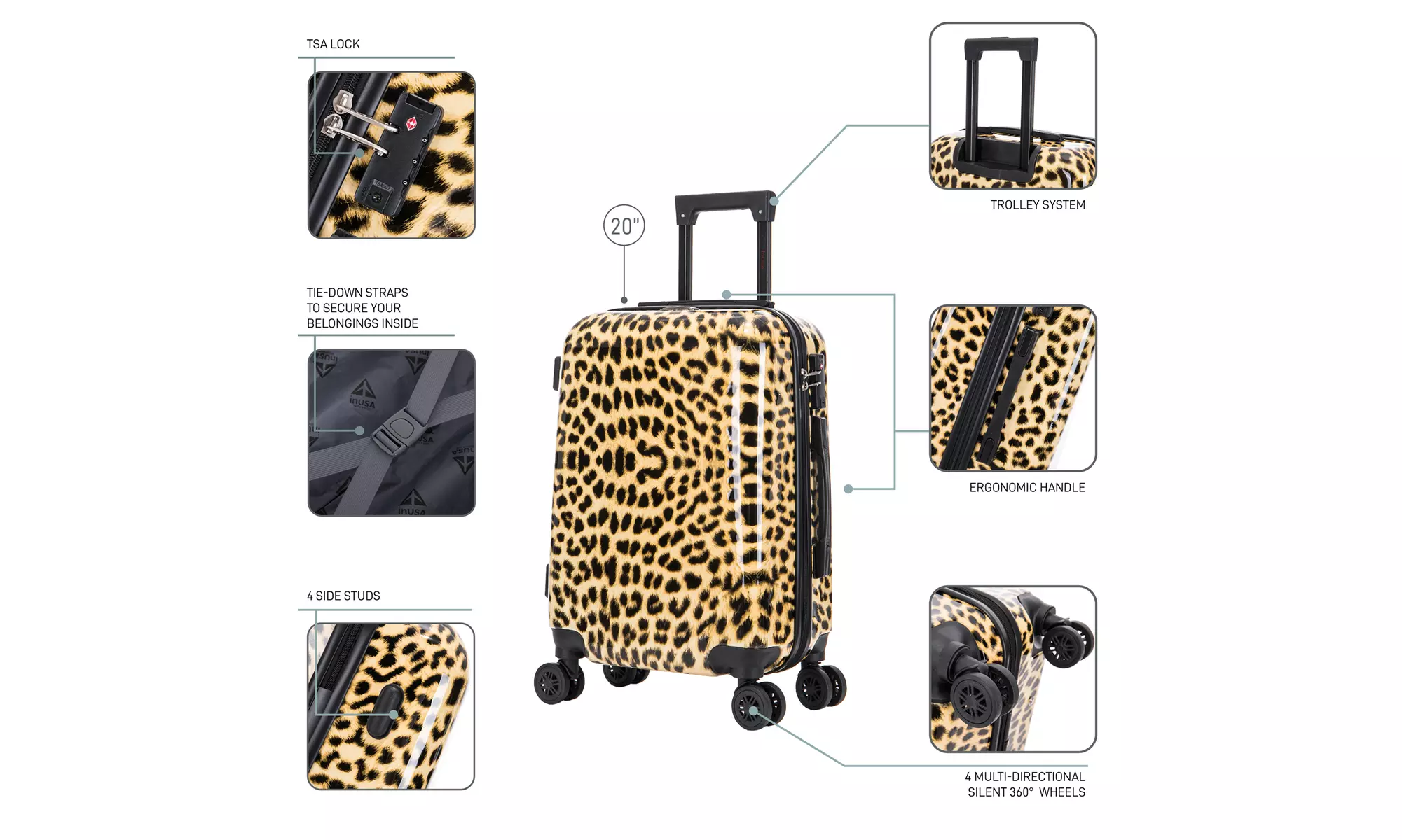 InUSA Prints Lightweight Hardside Spinner Carryon & Checked Luggage Options
