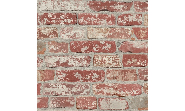 Roommates RMK9036WP Stuccoed Dark Red Brick Peel & Stick Wallpaper