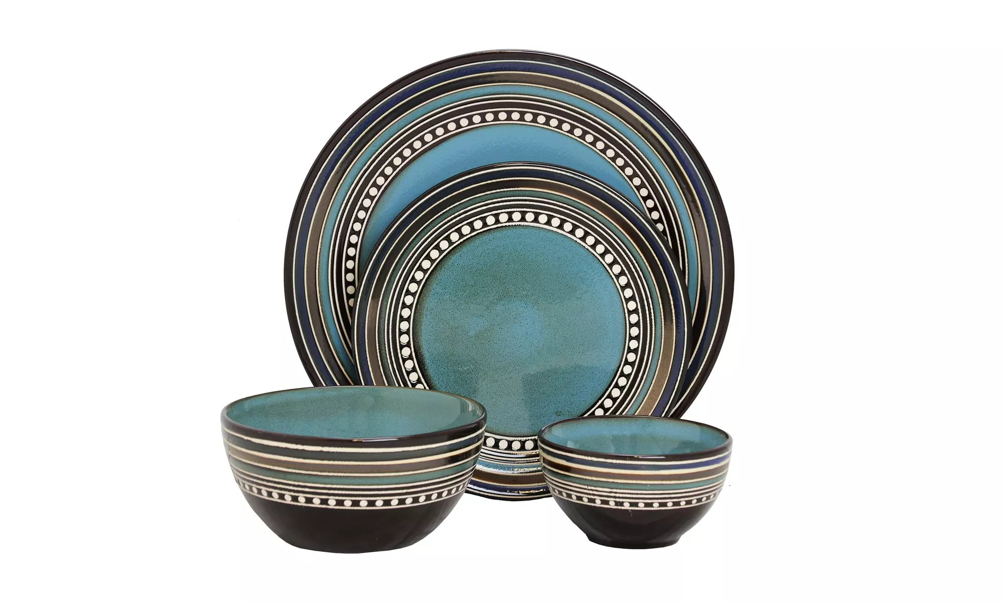 Gibson Elite Cafv Versailles 16 Piece Double Bowl Dinnerware Set - Blue - Second Medium