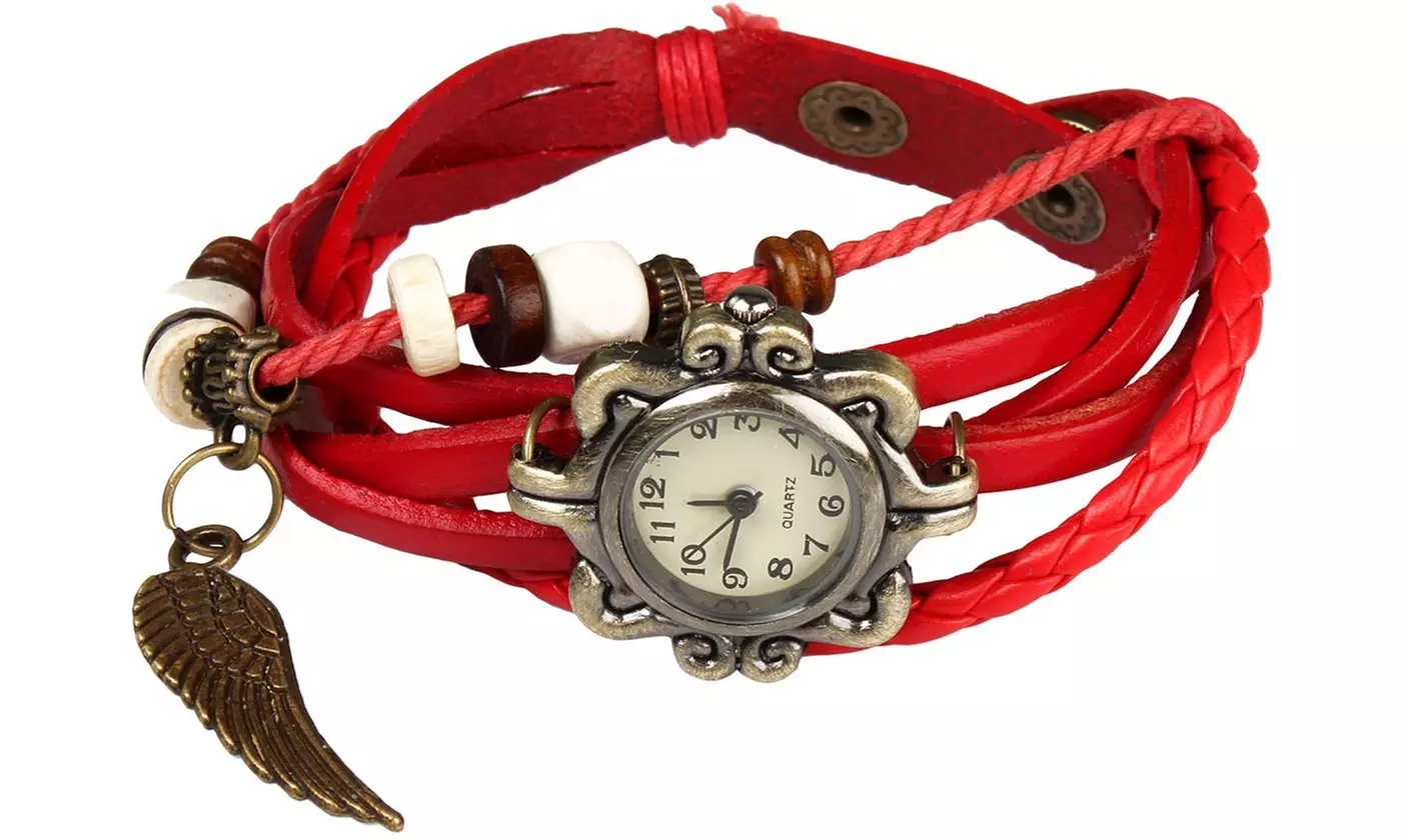 Women's Vintage Bohemian Vegan Leather Watch  (Charm And Color Choices)