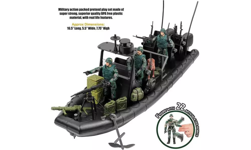 Click N Play Military Special Operations Dinghy Boat 26 Piece Play Set  - Primary Image