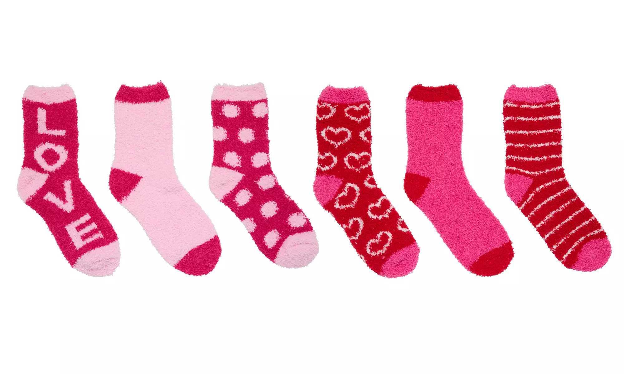 Women's 6 Pack Valentine's Day Heart Butter Soft Winter Cozy Socks - Second Medium