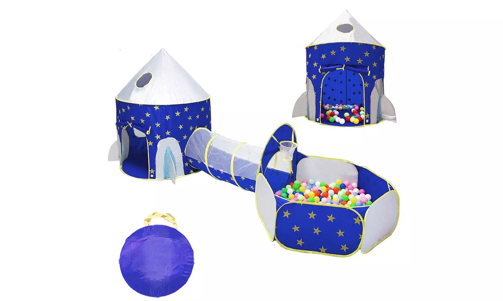 3 in 1 Rocket Ship Play Tent  Playhouse Set for Kids - Primary Image