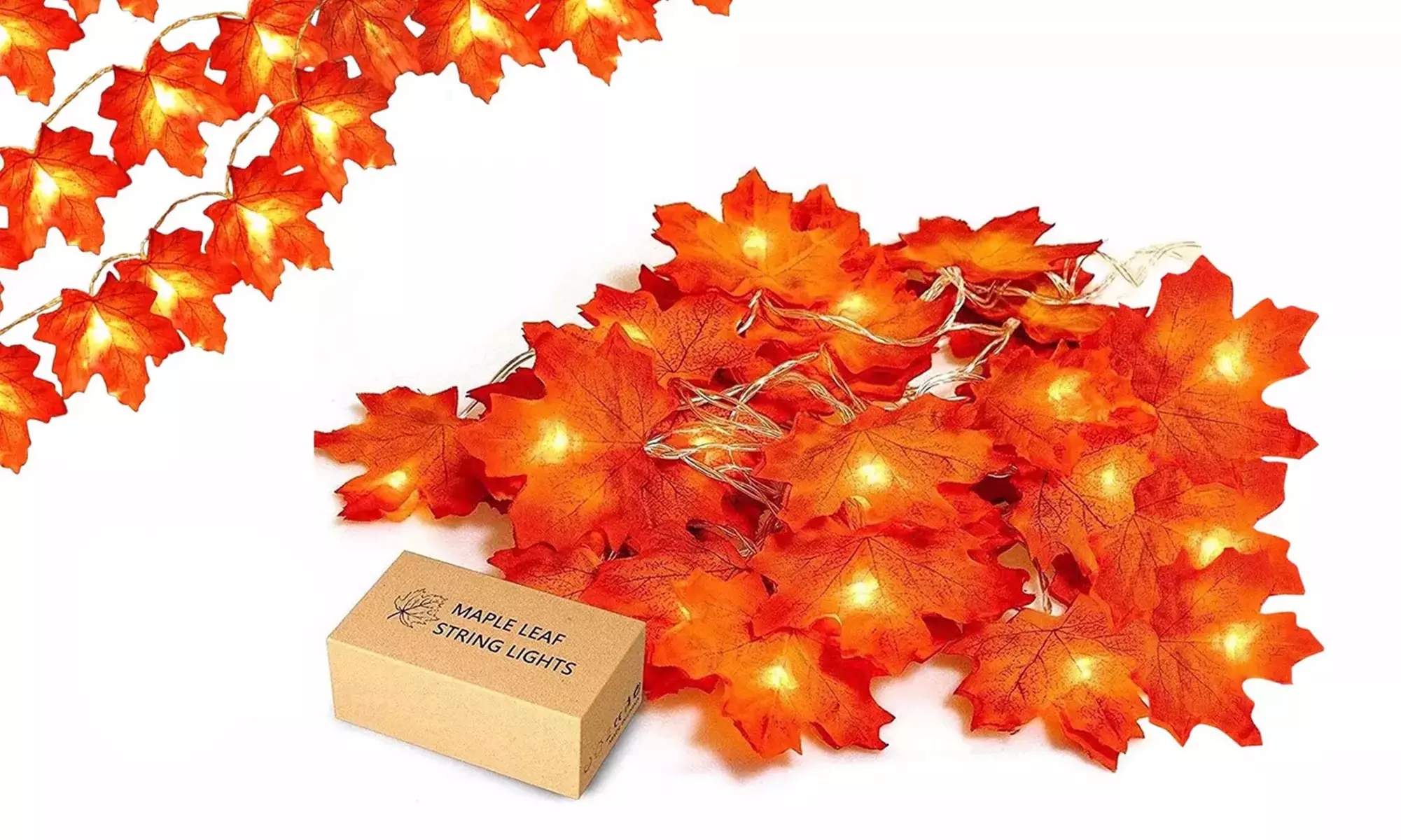 Maple Leaves String Light 20 LED Garland Fairy Lights Thanksgiving Decorations - Second Medium