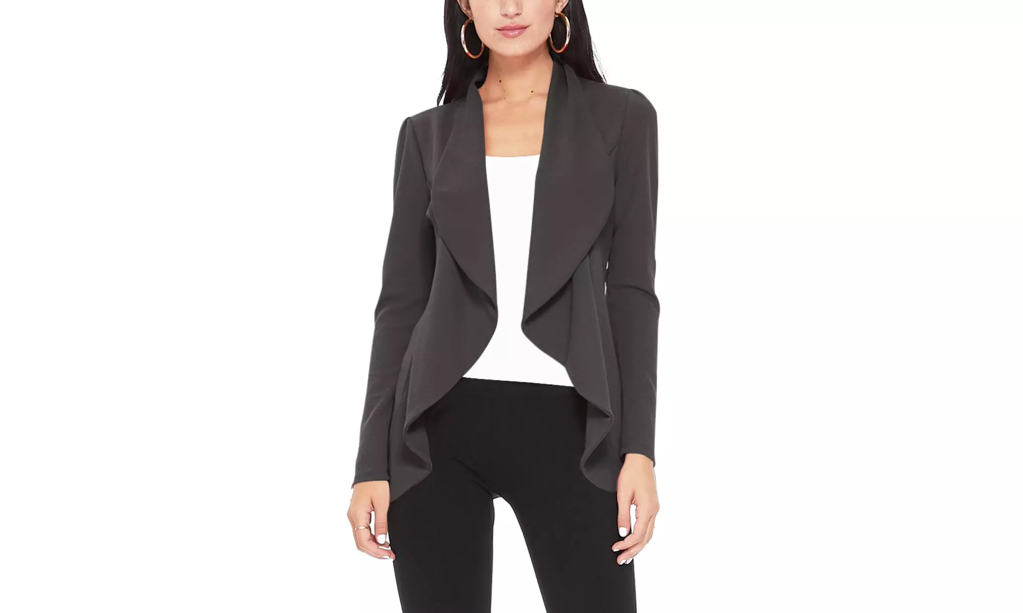 Casual Long Sleeves Open Front Office Wear Solid Blazer Jacket S-3XL