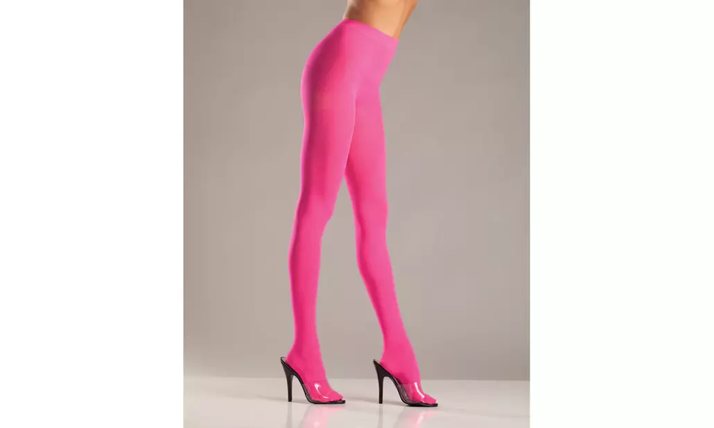 Opaque Nylon Pantyhose Pink O/S - Primary Image