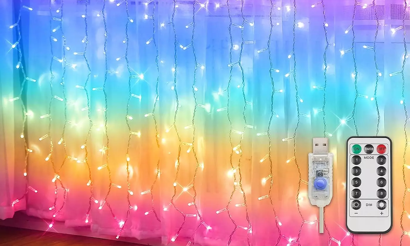 300 LED Window Curtain String Light for Christmas Wedding Party Home Garden 