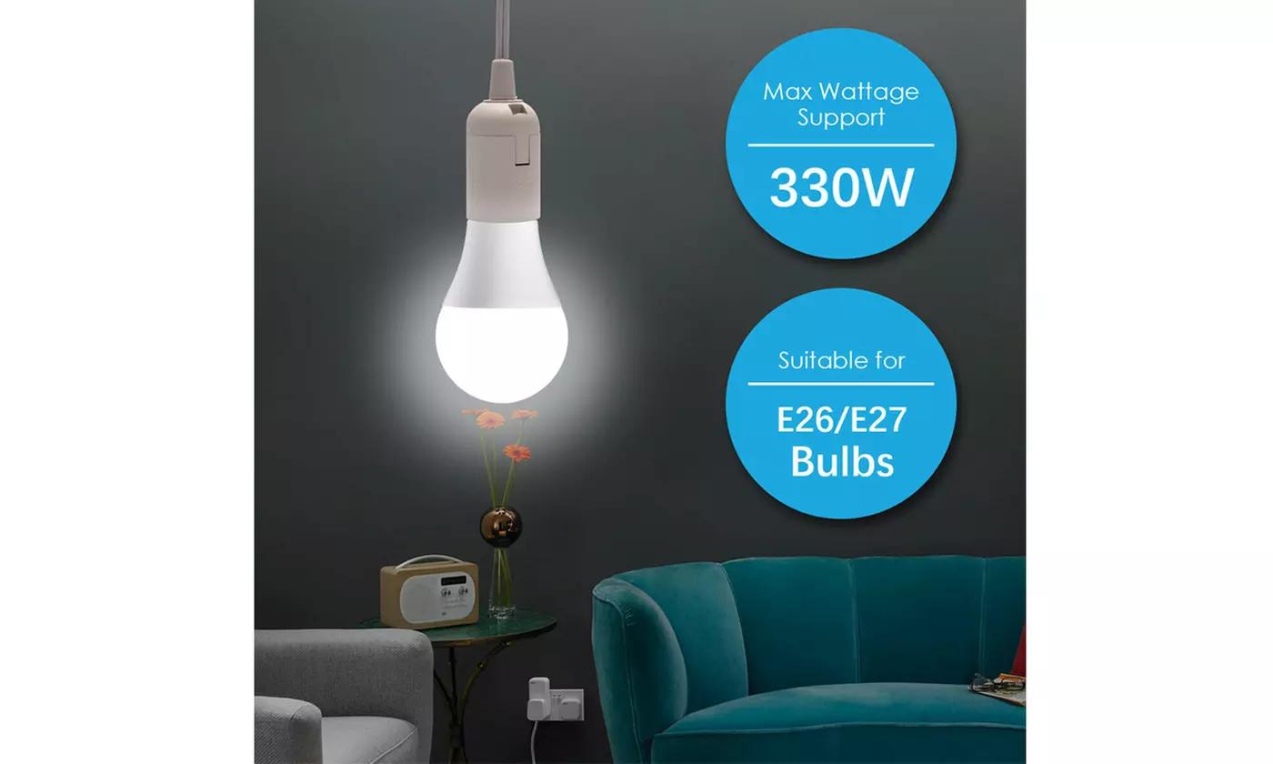E26 E27 Light Bulb Socket to AC Wall Outlet Plug Adapter On/Off Switch - Second Medium