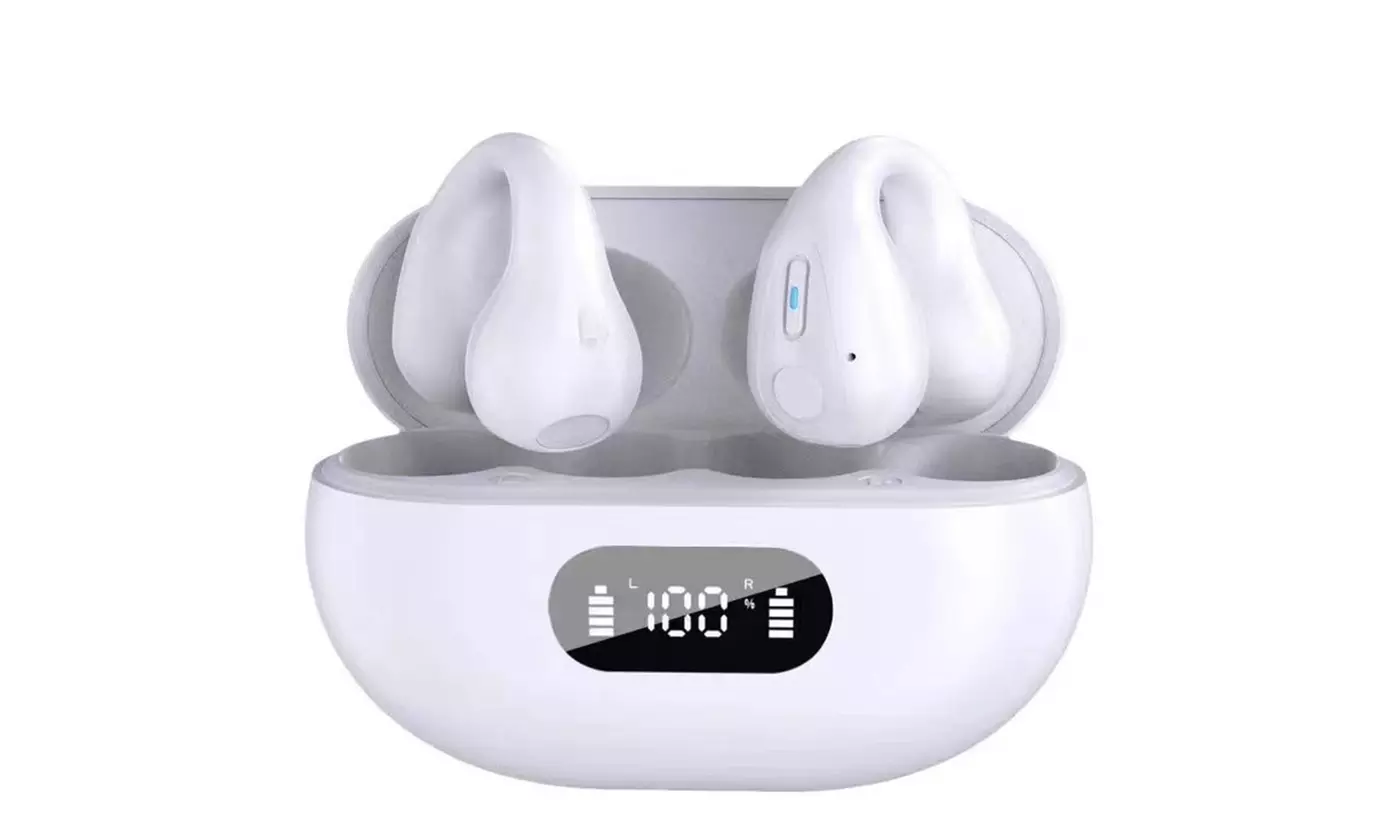 Wireless Open Ear Clip Headphones Bluetooth 5.3 Bone Conduction Headsets