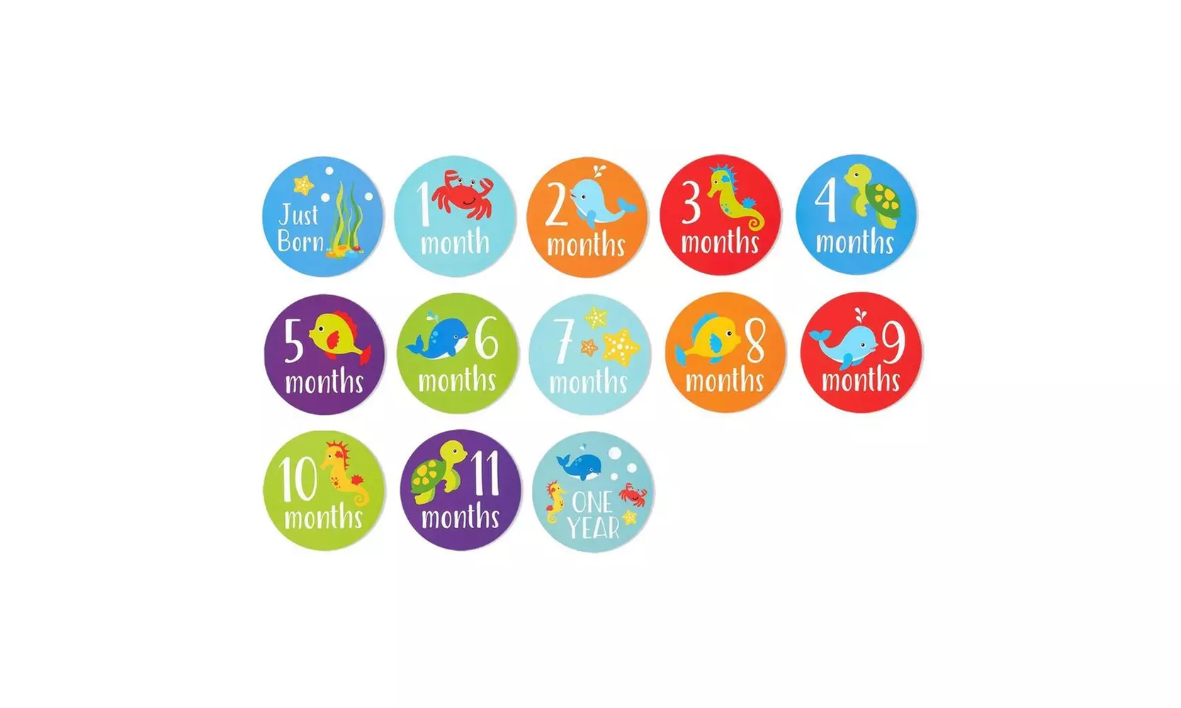 24-Count 1st Year Baby Milestone Monthly Stickers for Scrapbook Keepsake Journal - Second Medium